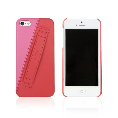 iPhone SE/5/5s Easy-Hold雙色皮革手機殼-粉紅色