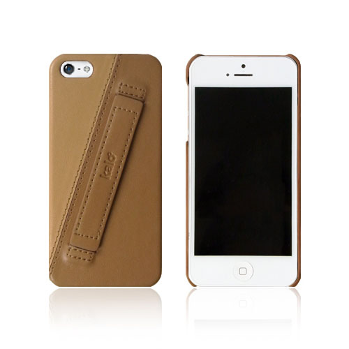 iPhone SE/5/5s Easy-Hold雙色皮革手機殼-棕色
