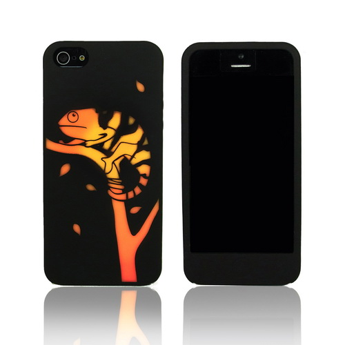 iPhone 5 感溫變色矽膠保護套-變色龍-橘
