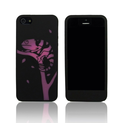 iPhone 5 感溫變色矽膠保護套-變色龍-紫