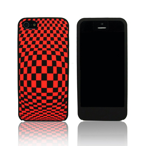 iPhone 5 矽膠保護套-格紋(紅)