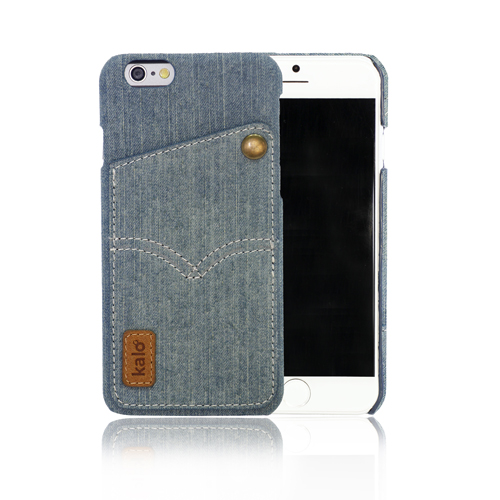 iPhone 6(4.7吋) 丹寧卡片口袋保護殼-淺藍