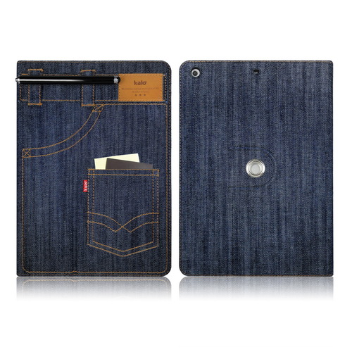 iPad Air 個性丹寧口袋保護套 (深藍色)