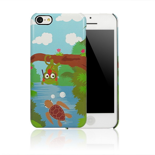 iPhone 5C 童話彩繪風格保護殼-湖邊與海龜
