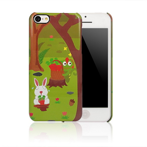 iPhone 5C 童話彩繪風格保護殼-森林與兔子
