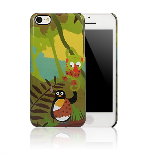 iPhone 5C 童話彩繪風格保護殼-叢林與企鵝