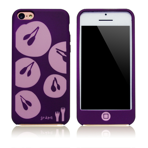 iPhone 5C 水果拼盤矽膠保護套-葡萄
