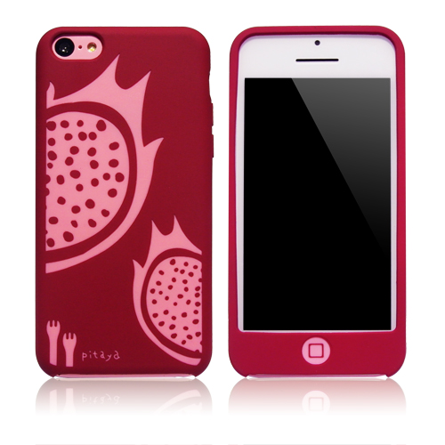 iPhone 5C 水果拼盤矽膠保護套-火龍果