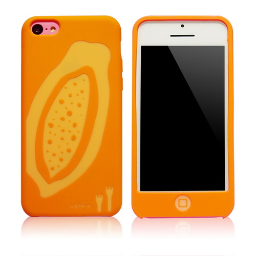 iPhone 5C 水果拼盤矽膠保護套-木瓜
