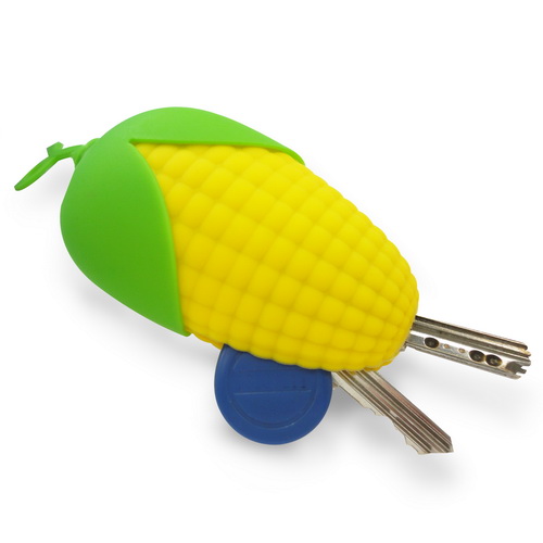 玉米造型矽膠鑰匙包 (黃色)