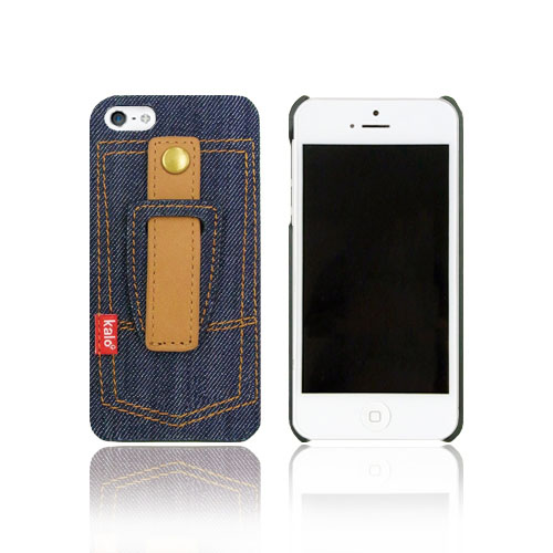 iPhone SE/5/5s 丹寧牛仔保護殼 捲線收納系列-深藍