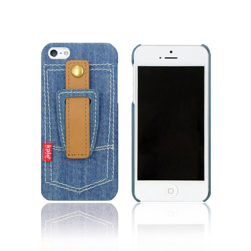 iPhone SE/5/5s 丹寧牛仔保護殼 捲線收納系列-淺藍