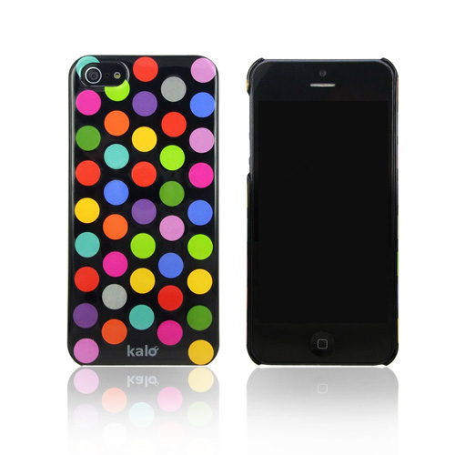iPhone SE/5/5s 彩繪風格保護殼 彩色點點系列-黑底