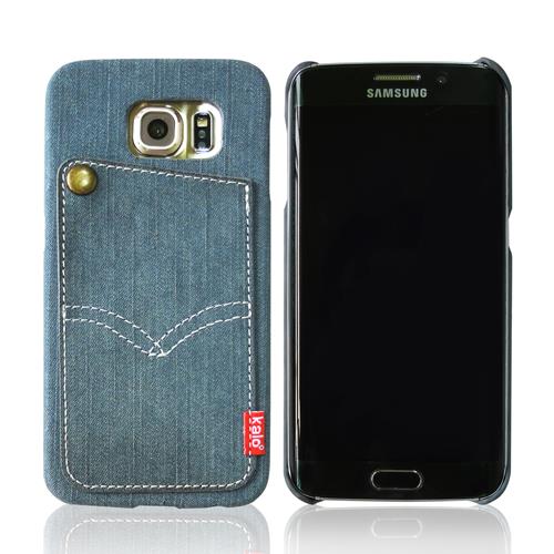 Galaxy S6 丹寧牛仔口袋保護殼-淺藍